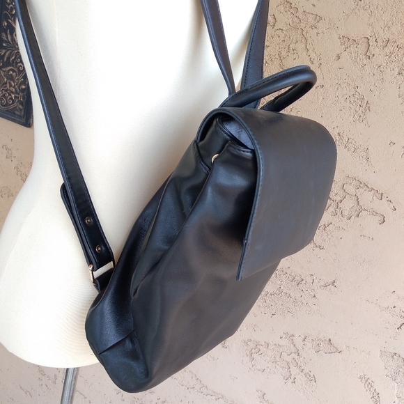 Urban Boutique - Black Vegan Leather Backpack‎ main image 4